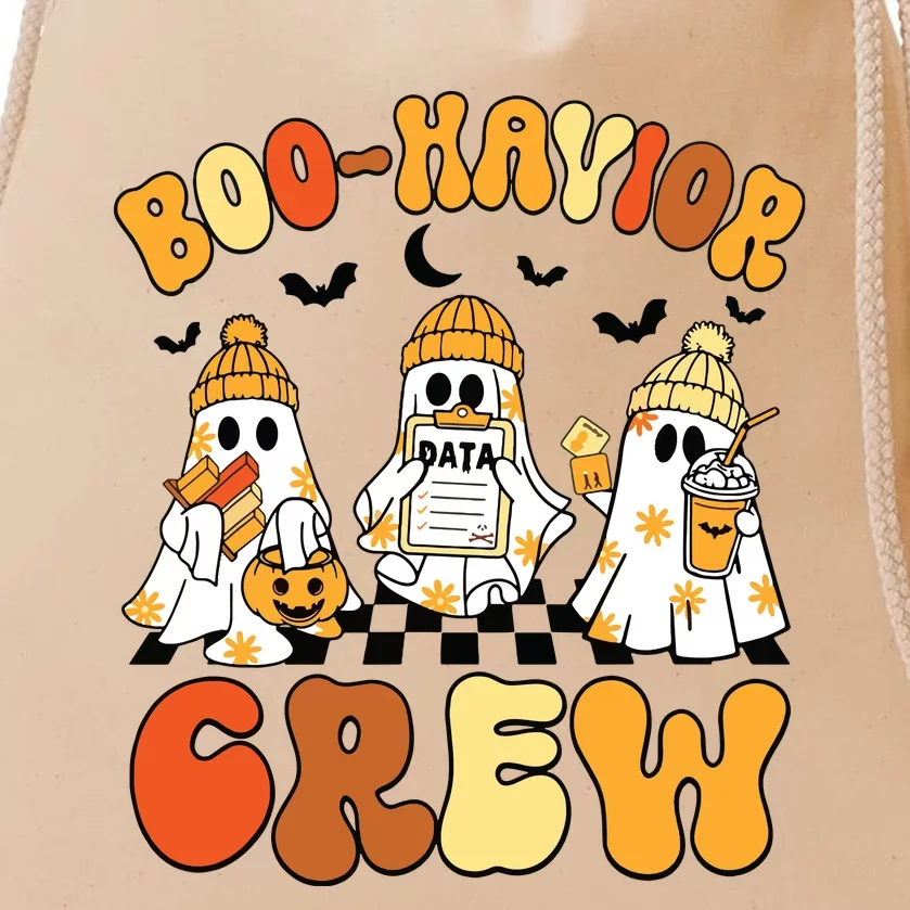 Retro Boohavior Crew Behavior Analyst Halloween Aba Rbt Drawstring Bag