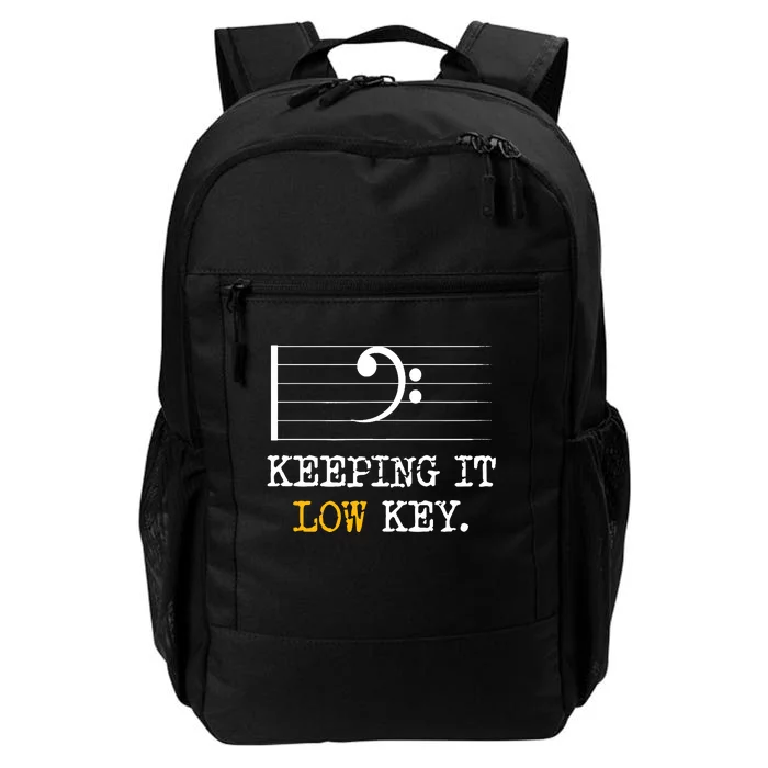 Retro Bass Clef Music Keeping It Low Key Funny Musician Daily Commute Backpack