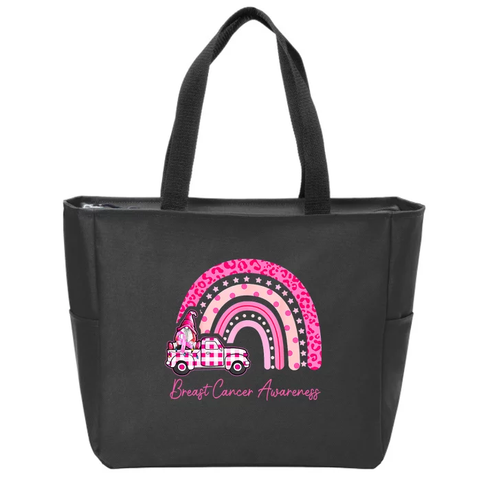 Rainbow Breast Cancer Awareness Pink Gnomes Truck Zip Tote Bag