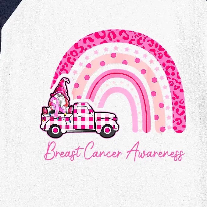 Rainbow Breast Cancer Awareness Pink Gnomes Truck Baseball Sleeve Shirt