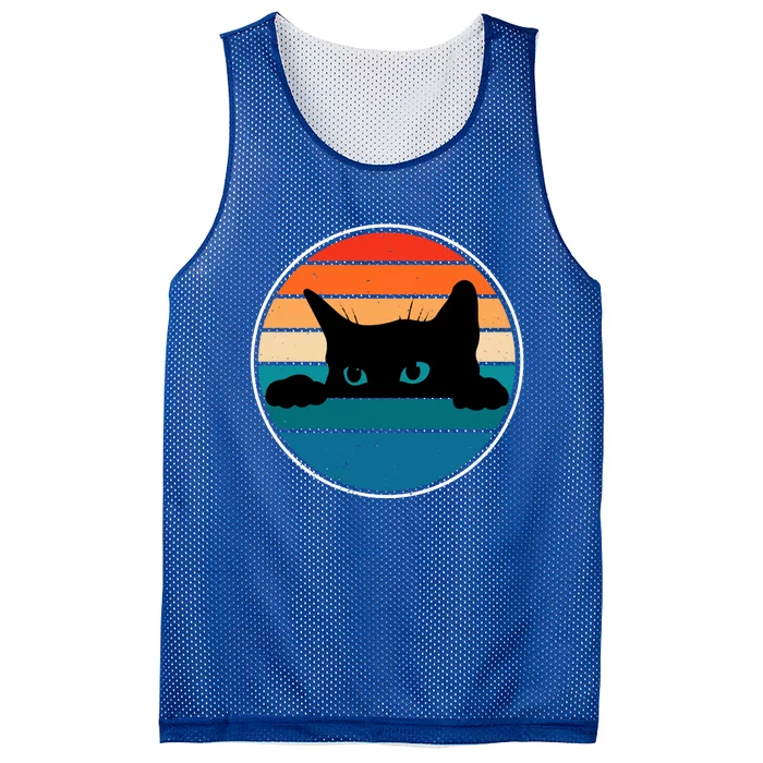 Retro Black Cat Lover Vintage Style Cute Cat Lover Cute Gift Mesh Reversible Basketball Jersey Tank