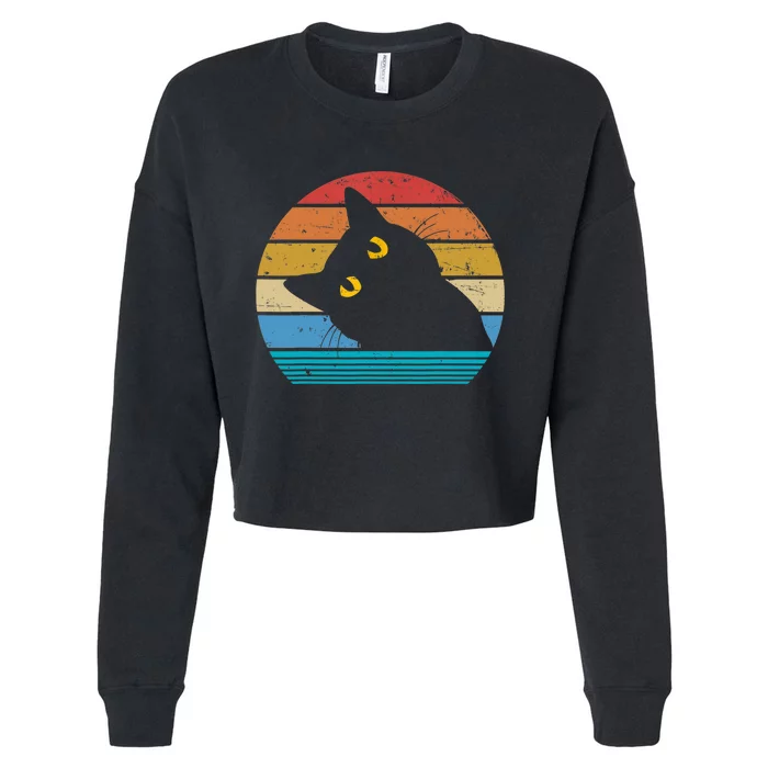 Retro Black Cat Lover Vintage Style Cats Cute Kitty Gift TShirt Cropped Pullover Crew