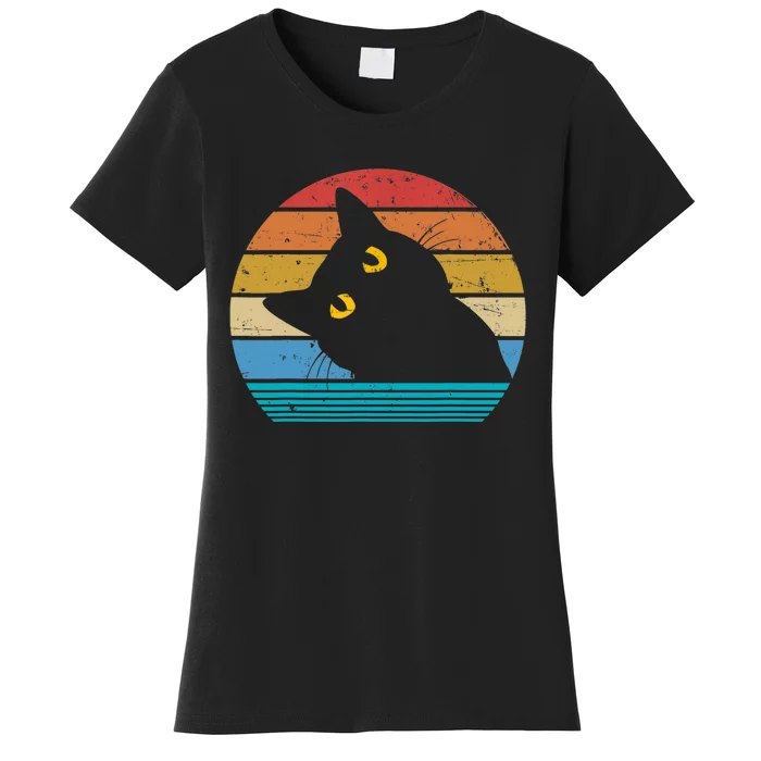 Retro Black Cat Lover Vintage Style Cats Cute Kitty Gift TShirt Women's T-Shirt