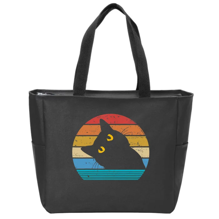 Retro Black Cat Lover Vintage Style Cats Cute Kitty Gift TShirt Zip Tote Bag