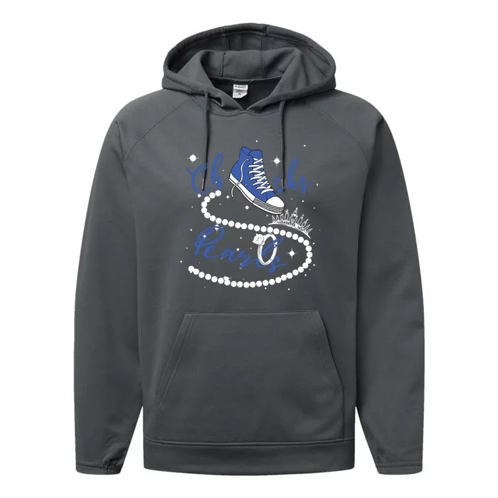 Royal Blue Chucks And Pearls Performance Fleece Hoodie