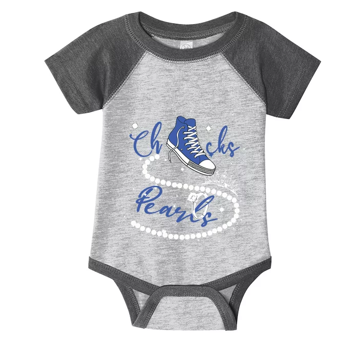 Royal Blue Chucks And Pearls Infant Baby Jersey Bodysuit