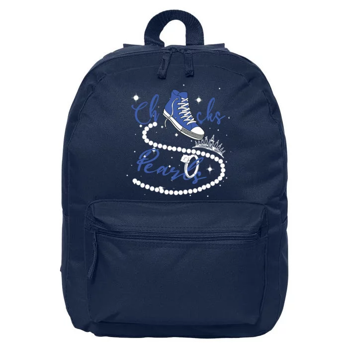 Royal Blue Chucks And Pearls 16 in Basic Backpack