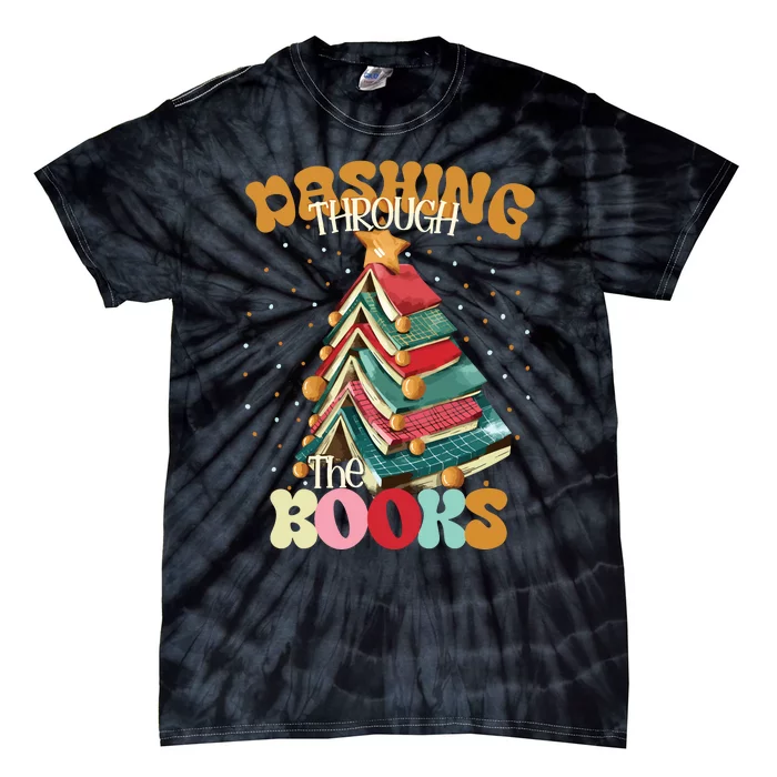 Retro Bookish Christmas Funny Teacher Christmas Tie-Dye T-Shirt