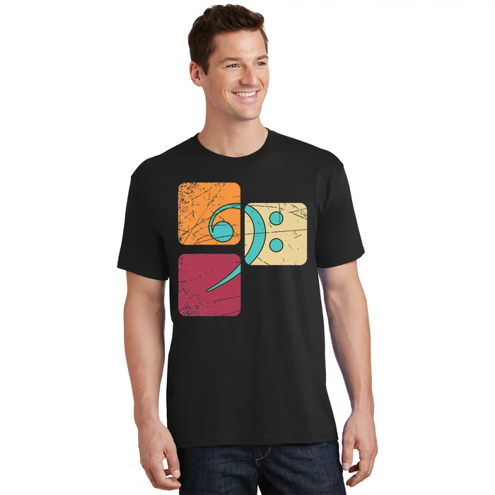 Retro Bass Clef Musician Composer Music Note Bass Clef T-Shirt