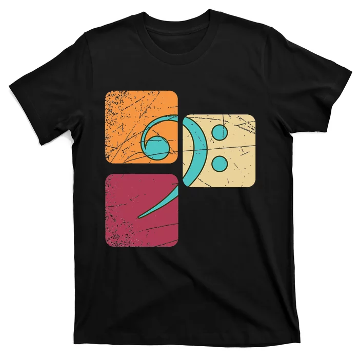 Retro Bass Clef Musician Composer Music Note Bass Clef T-Shirt