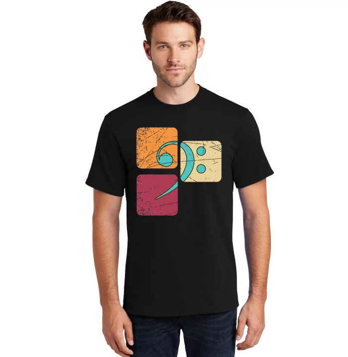 Retro Bass Clef Musician Composer Music Note Bass Clef Tall T-Shirt