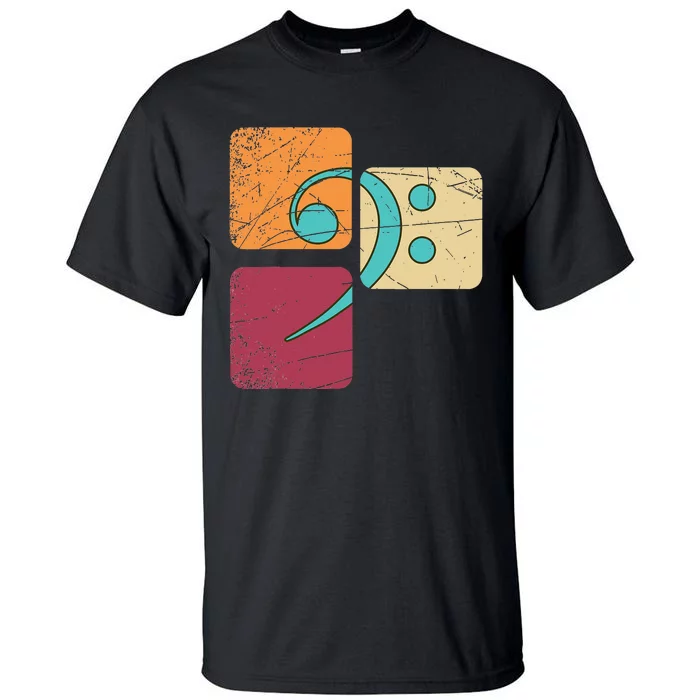 Retro Bass Clef Musician Composer Music Note Bass Clef Tall T-Shirt