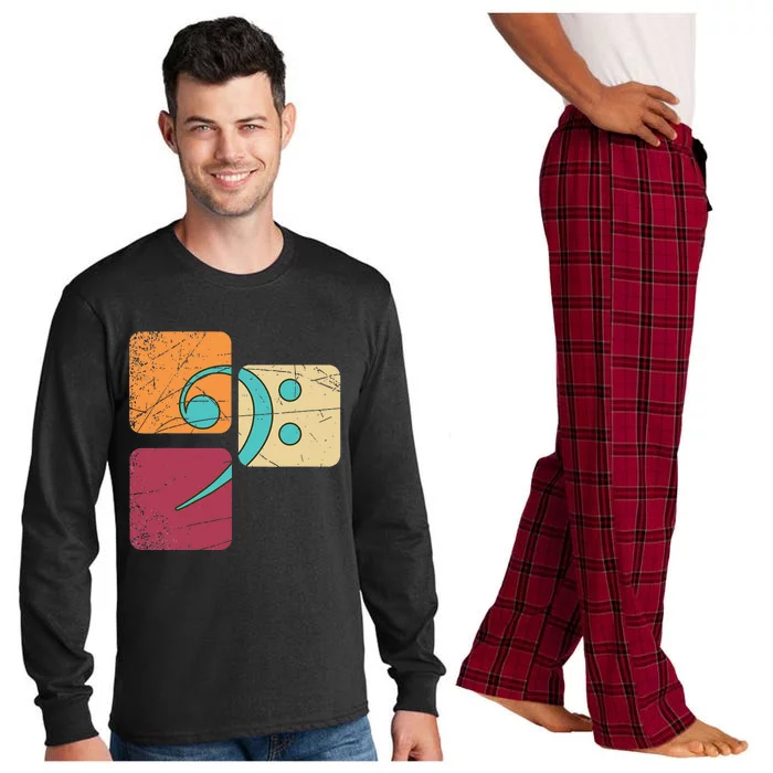 Retro Bass Clef Musician Composer Music Note Bass Clef Long Sleeve Pajama Set