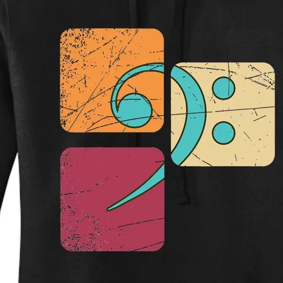 Retro Bass Clef Musician Composer Music Note Bass Clef Women's Pullover Hoodie