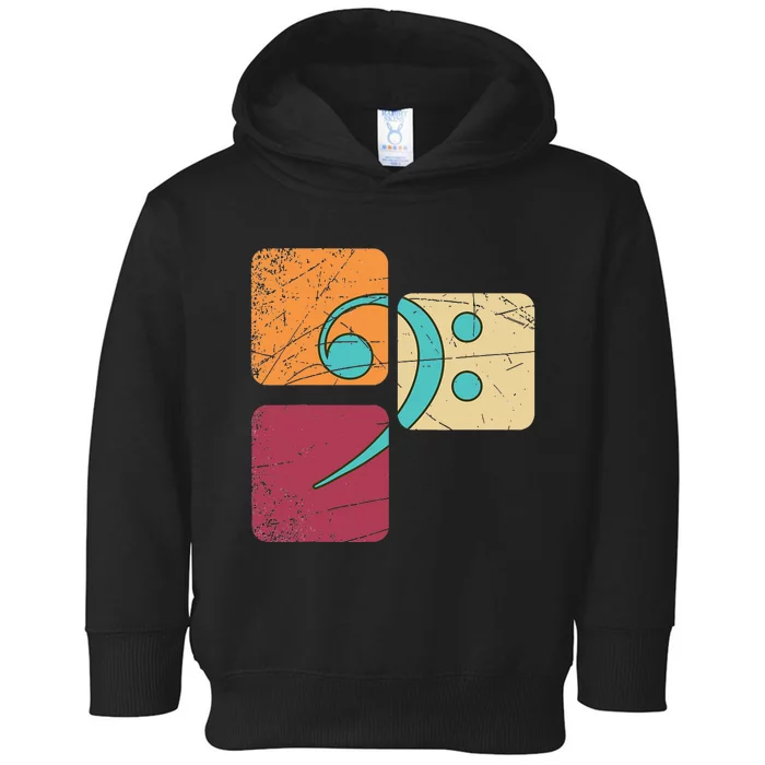 Retro Bass Clef Musician Composer Music Note Bass Clef Toddler Hoodie