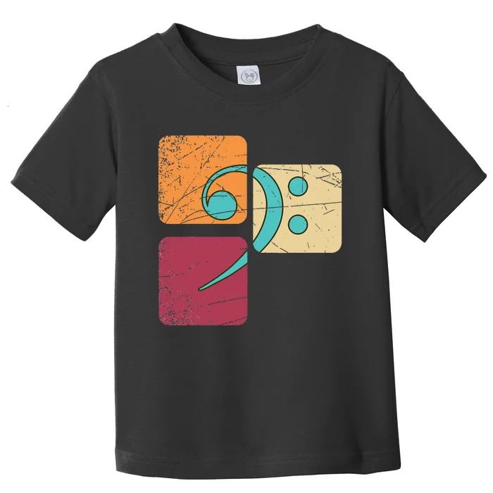 Retro Bass Clef Musician Composer Music Note Bass Clef Toddler T-Shirt