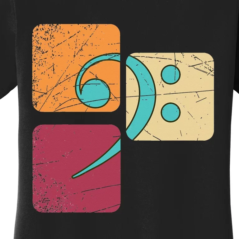 Retro Bass Clef Musician Composer Music Note Bass Clef Women's T-Shirt