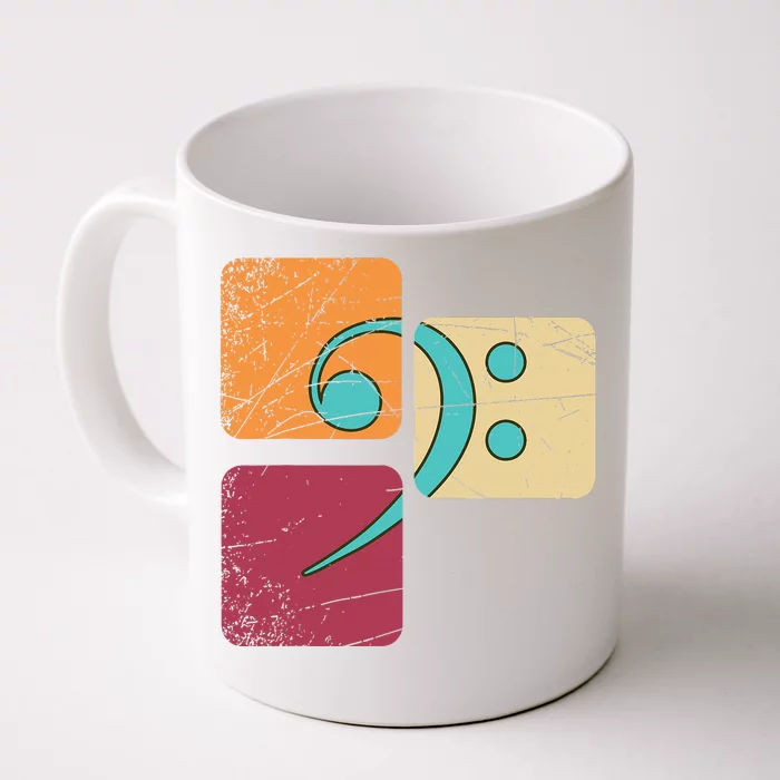 Retro Bass Clef Musician Composer Music Note Bass Clef Front & Back Coffee Mug