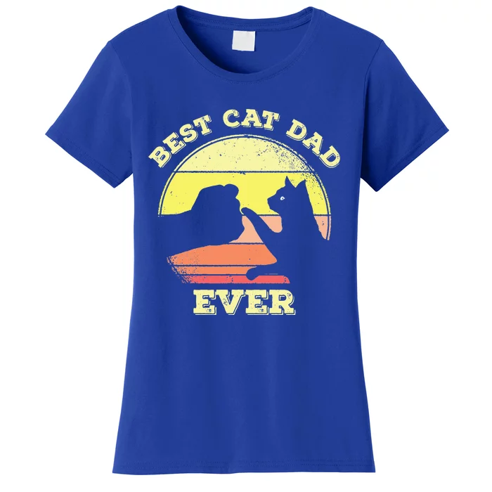 Retro Best Cat Dad Ever Cute Cat Lover Women's T-Shirt