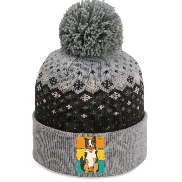 Retro Border Collie The Baniff Cuffed Pom Beanie