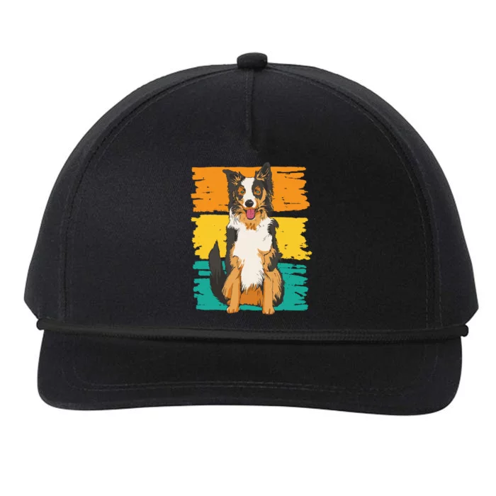 Retro Border Collie Snapback Five-Panel Rope Hat