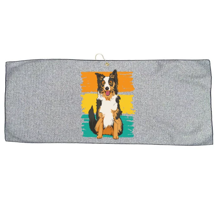 Retro Border Collie Large Microfiber Waffle Golf Towel