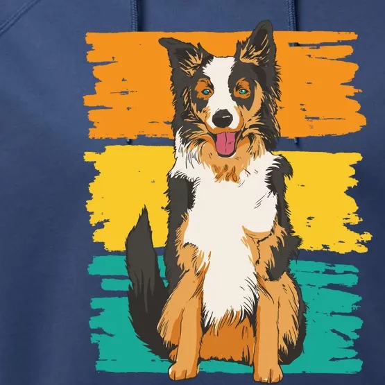 Retro Border Collie Performance Fleece Hoodie