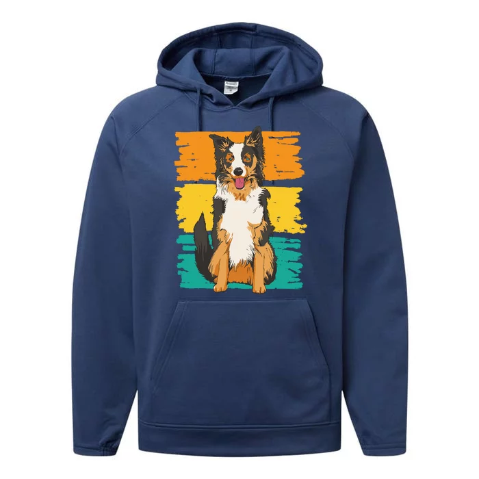 Retro Border Collie Performance Fleece Hoodie