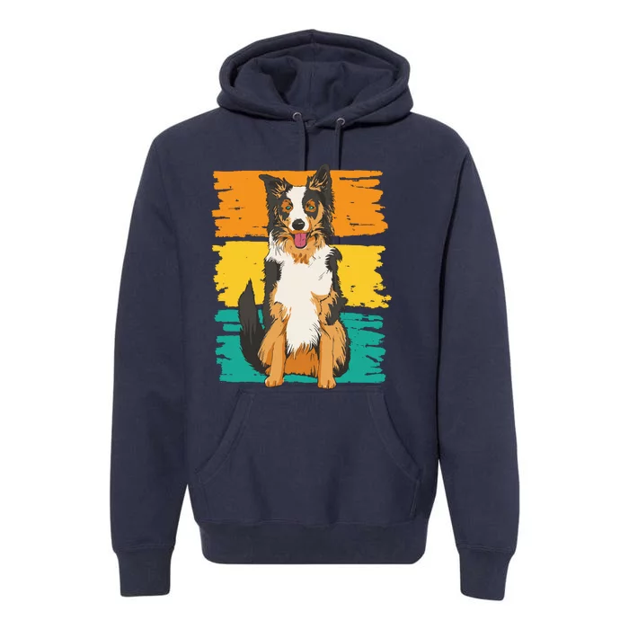 Retro Border Collie Premium Hoodie