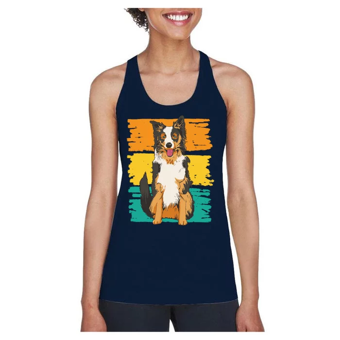 Retro Border Collie Women's Racerback Tank