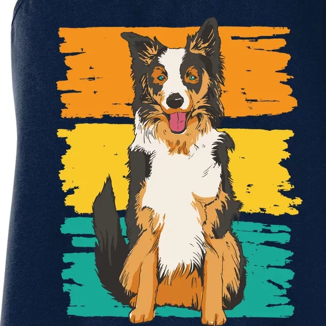 Retro Border Collie Women's Racerback Tank