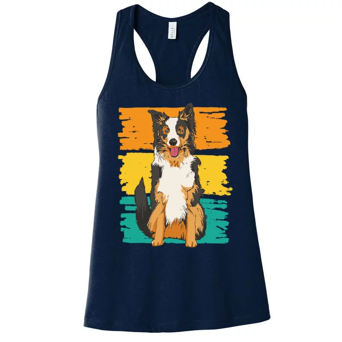 Retro Border Collie Women's Racerback Tank