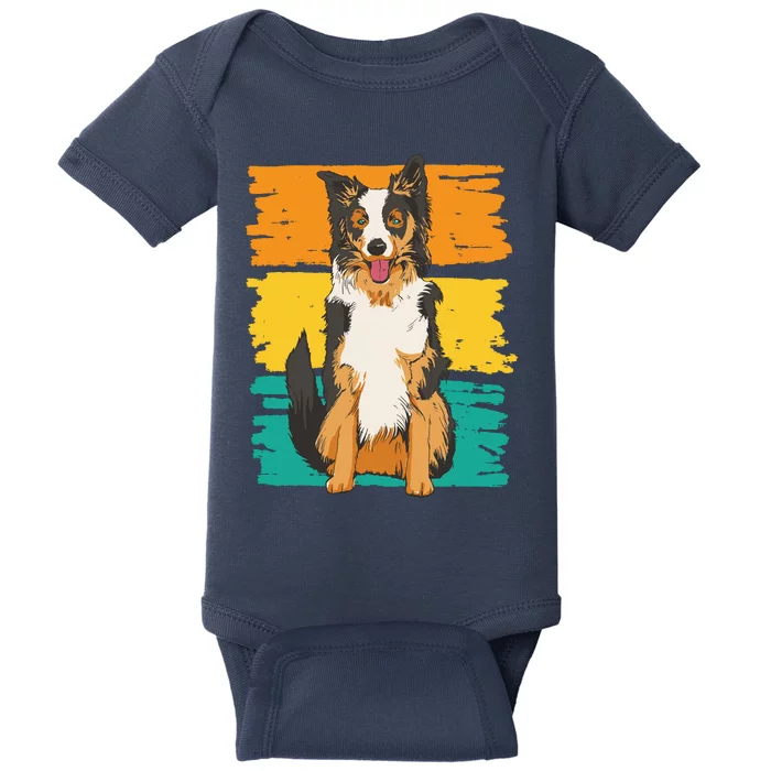 Retro Border Collie Baby Bodysuit