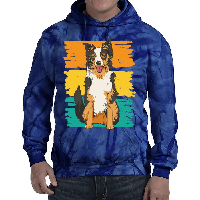 Retro Border Collie Tie Dye Hoodie