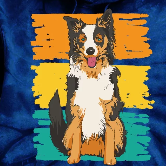 Retro Border Collie Tie Dye Hoodie