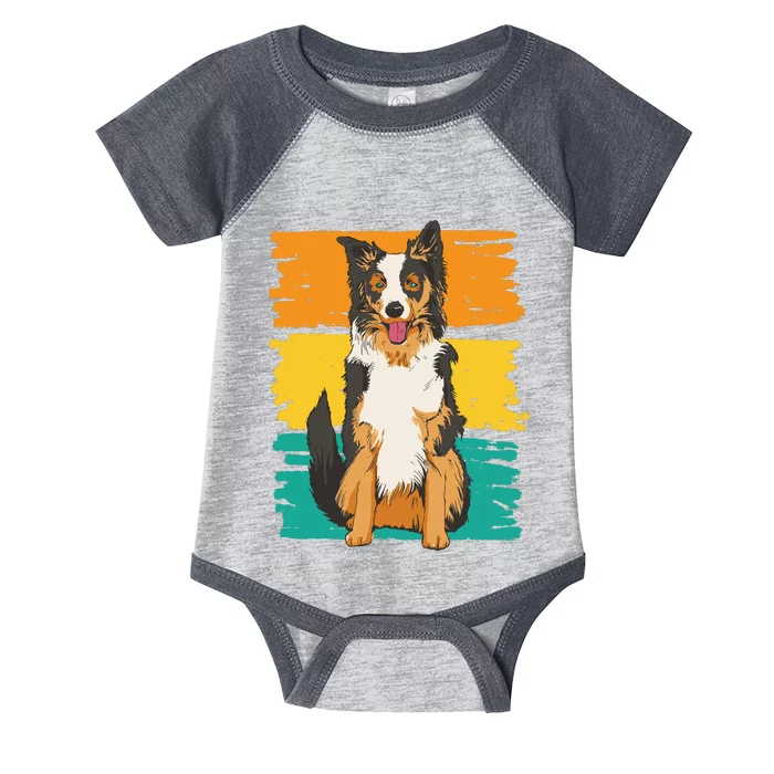 Retro Border Collie Infant Baby Jersey Bodysuit