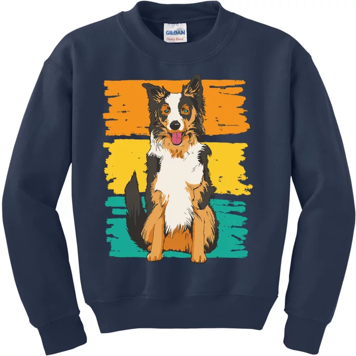 Retro Border Collie Kids Sweatshirt