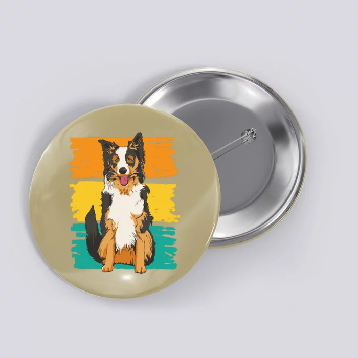 Retro Border Collie Button