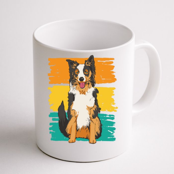 Retro Border Collie Front & Back Coffee Mug