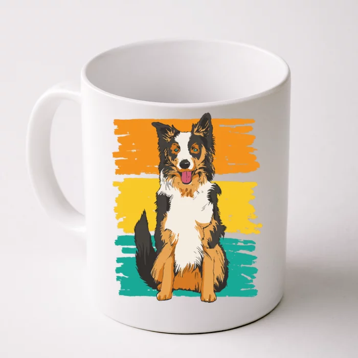 Retro Border Collie Front & Back Coffee Mug