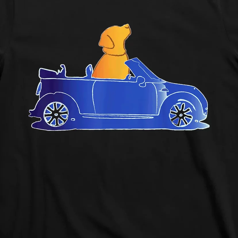 Retro Blue Convertible Car Cute Lab Retriever Pet Dog Lovers T-Shirt