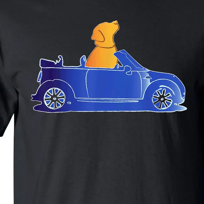 Retro Blue Convertible Car Cute Lab Retriever Pet Dog Lovers Tall T-Shirt