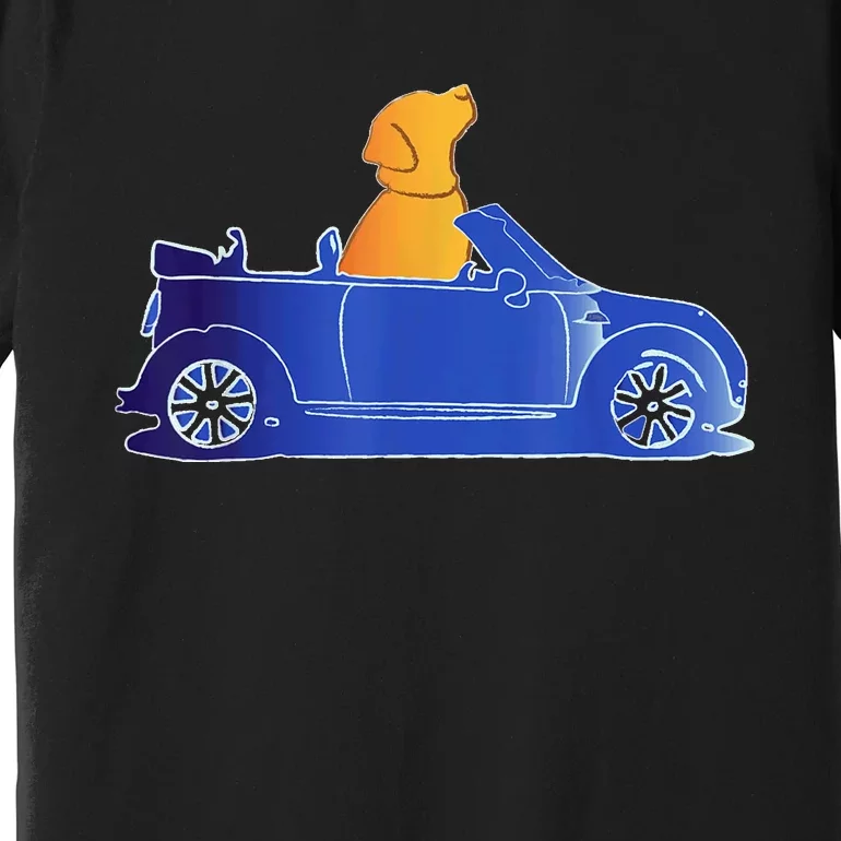 Retro Blue Convertible Car Cute Lab Retriever Pet Dog Lovers Premium T-Shirt