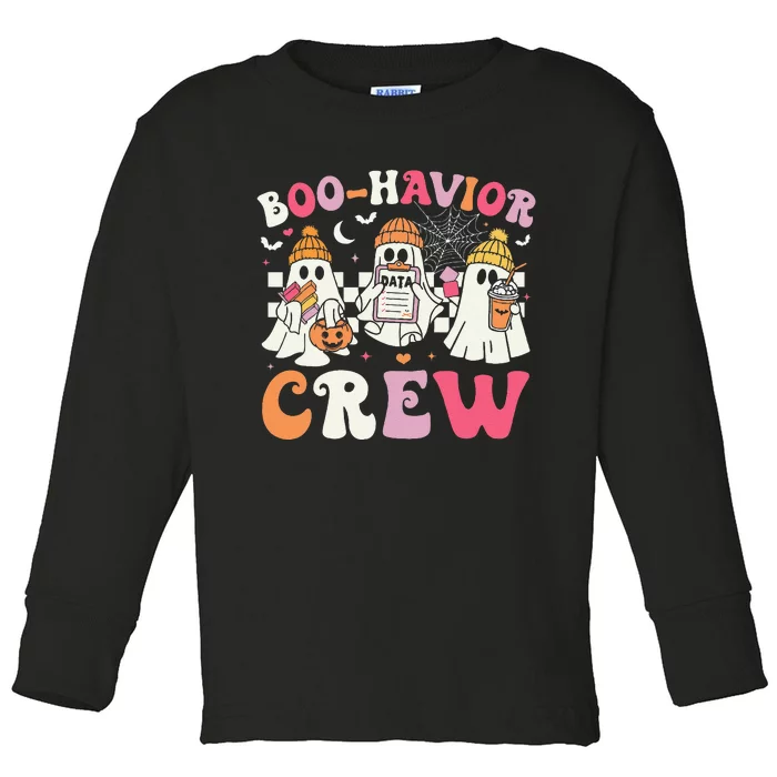 Retro Boohavior Crew Behavior Analyst Halloween Aba Rbt Gift Toddler Long Sleeve Shirt