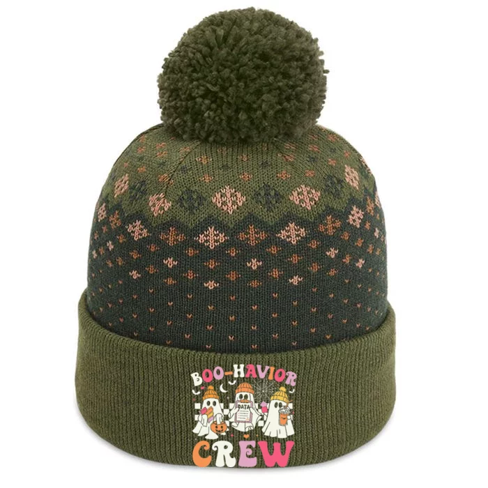 Retro Boohavior Crew Behavior Analyst Halloween Aba Rbt Gift The Baniff Cuffed Pom Beanie