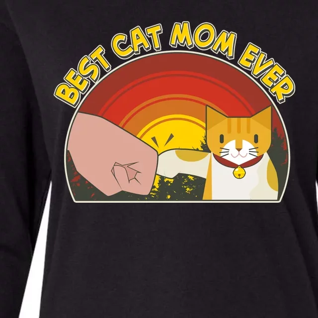 Retro Best Cat Mom Ever Womens Cotton Relaxed Long Sleeve T-Shirt