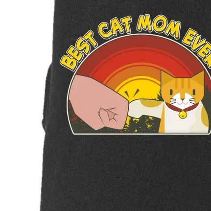 Retro Best Cat Mom Ever Doggie 3-End Fleece Hoodie