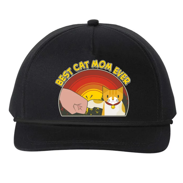 Retro Best Cat Mom Ever Snapback Five-Panel Rope Hat