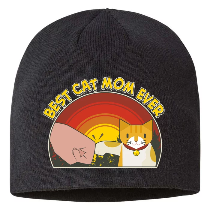 Retro Best Cat Mom Ever 8 1/2in Sustainable Knit Beanie