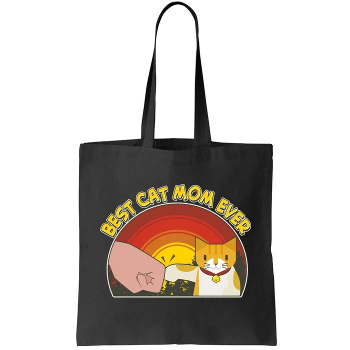 Retro Best Cat Mom Ever Tote Bag